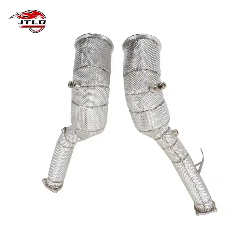Sports Downpipe Exhaust Header Pipe with Heat Shield for Porsche Macan GTS 2.9T with OPF, Performance Exhaust System Front