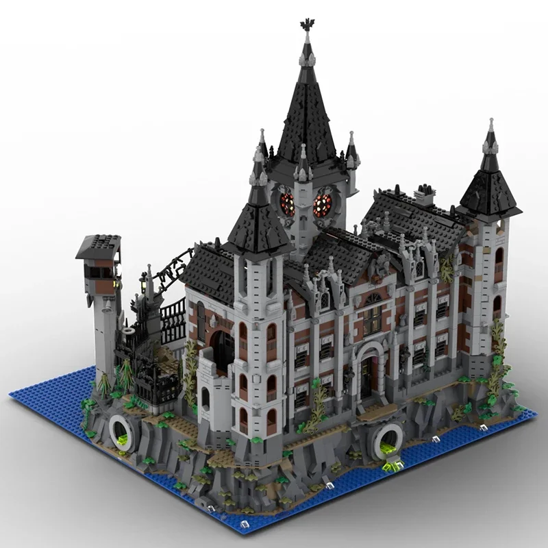 6778 pçs famoso conjunto de blocos de construção de elizabeth asilo castelo medieval magnífica cena de rua brinquedo educativo
