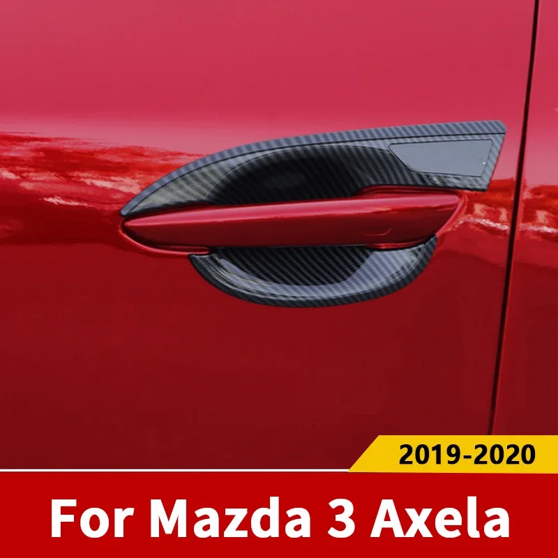 

For Mazda 3 2019-2022 2023 2024 2025 ABS Car Door Handle Cover Carbon Fiber Scratches Resistant Cover Auto Door Bowl Protection