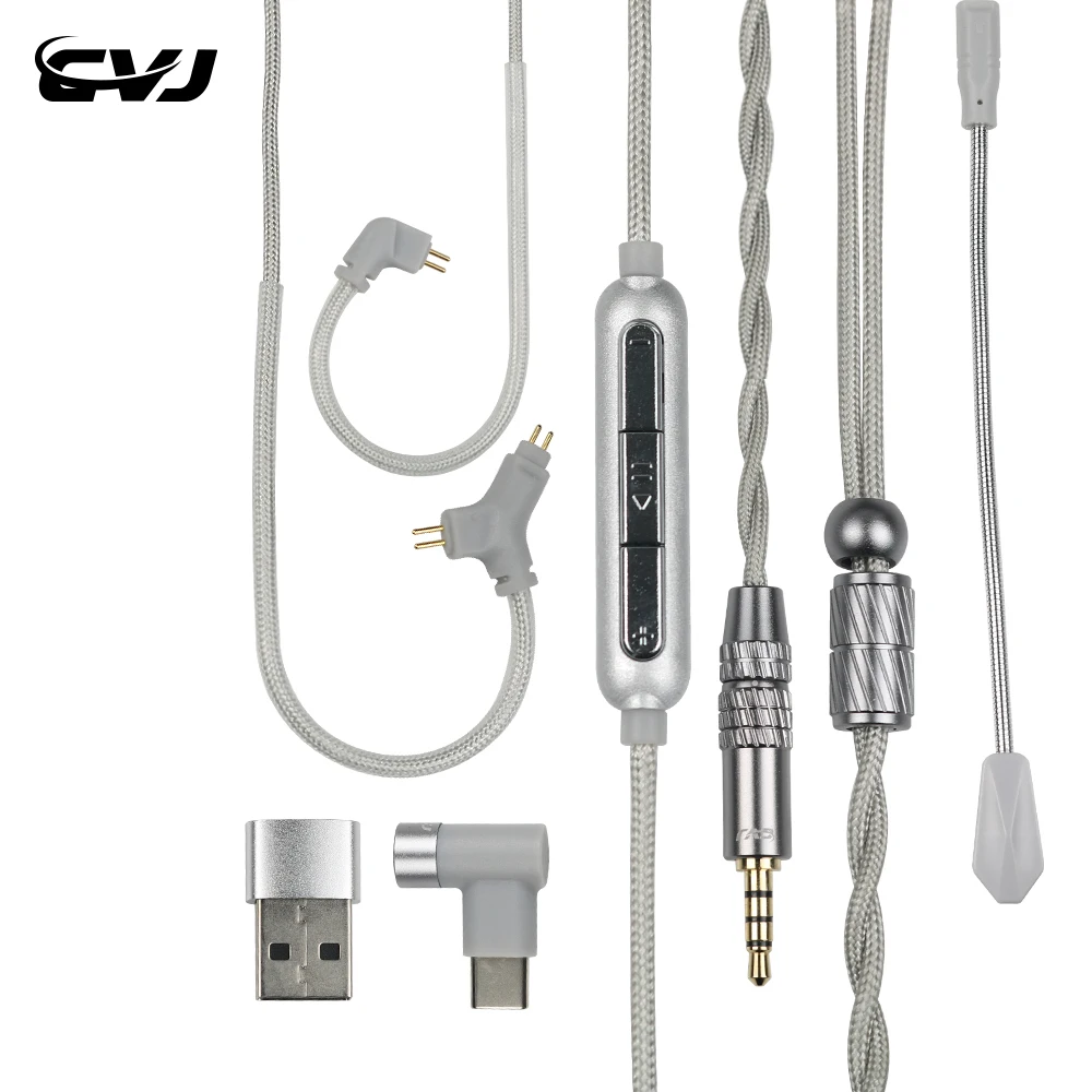 CVJ Hato 2 Kabel do Słuchawek Gaming Długość 2M z Obrotowym Mikrofonem Pin 0.78mm 2Pin Wtyki 3.5mm Type C USB Wymienne — zdjęcie produktu 2
