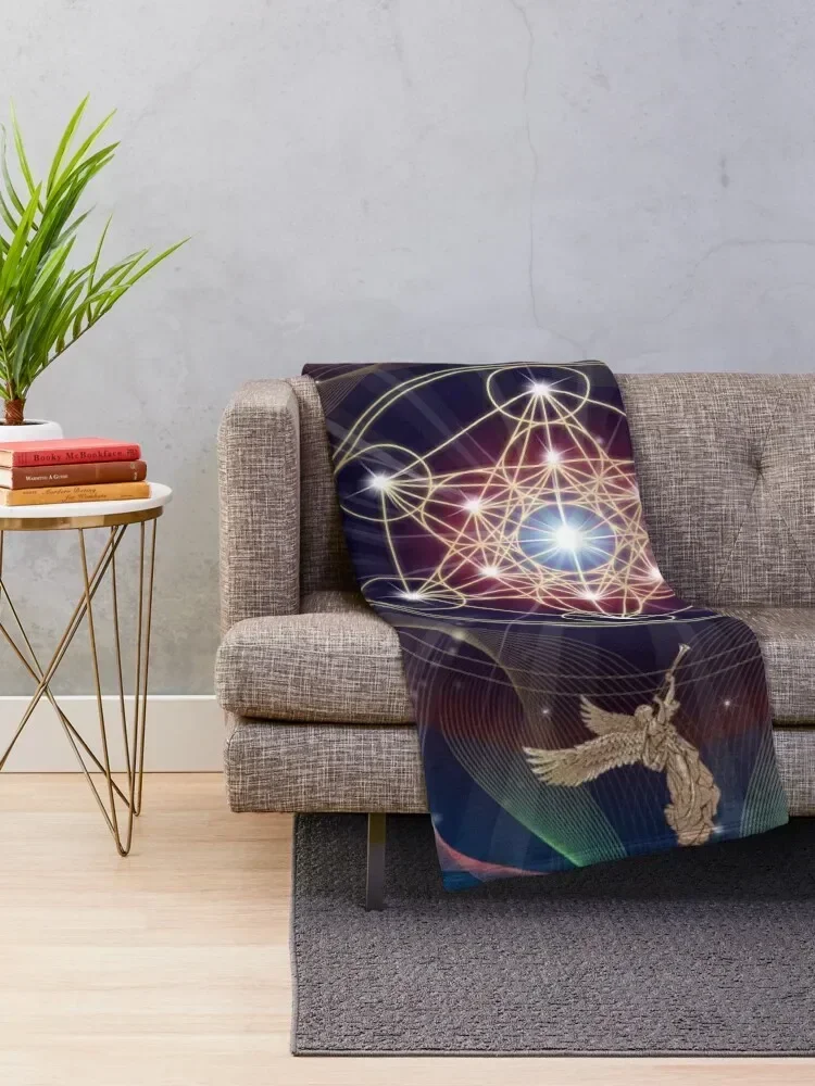 Metatron's Cube - Merkabah - Peace and Balance Throw Blanket Furry Thermals For Travel Blankets