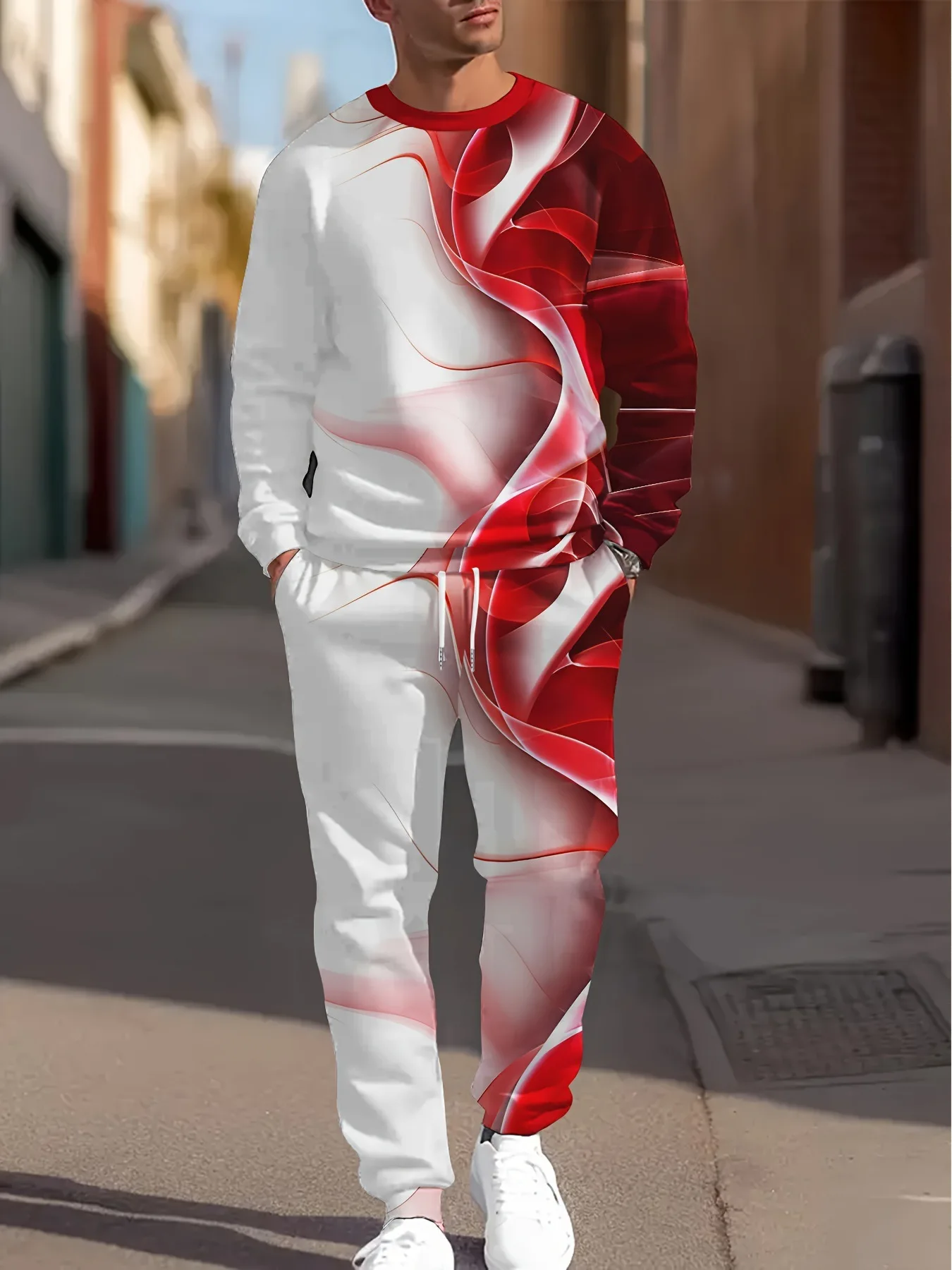 2026 Frühling Herbst Herren Rundhals 3D-Buchstaben-Print Zweiteiliger Hoodie-Trainingsanzug Weich Bequem Locker Streetwear Alltag Lässig Co-Ord M – Detail 19