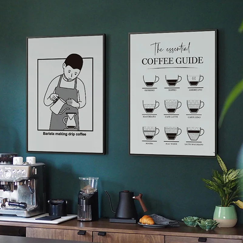 

Картина на холсте с изображением персонажей из кофейни/чайной в скандинавском стиле, корейские кофейные постеры для декора гостиной, Cuadros