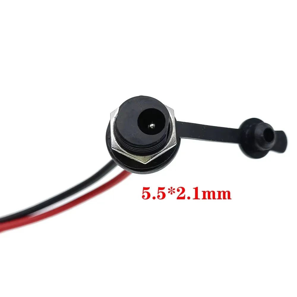 DC Power 5.5 x 2.1mm Socket Threaded Female Connector Adapter Round Hole With Cover Charge Connector Cable Dustproof Accessories