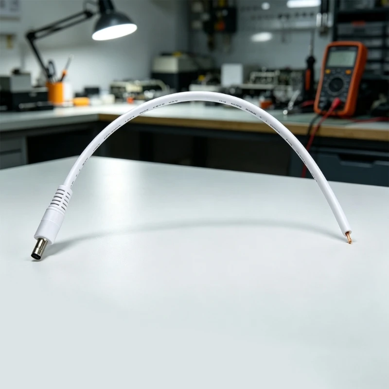  PVC-Insulated White Power Cable with DC5521 Male End and Open Wire Use