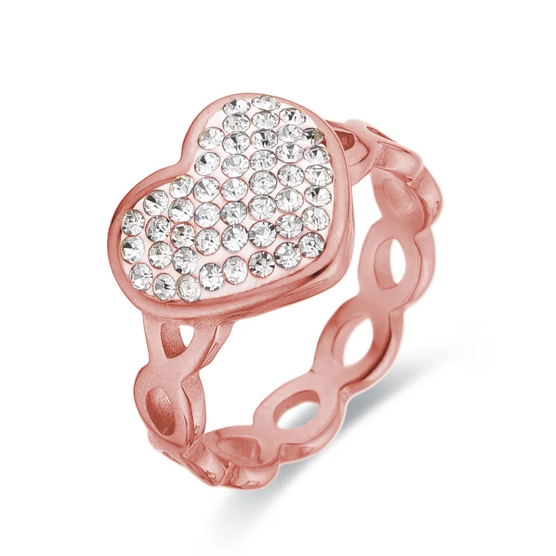 FYSARA High Quality Stainless Steel Gold Color Heart Ring with Cubic Zircon for Women Men Hollow Out Desgin Punk Styles Jewelry image 4