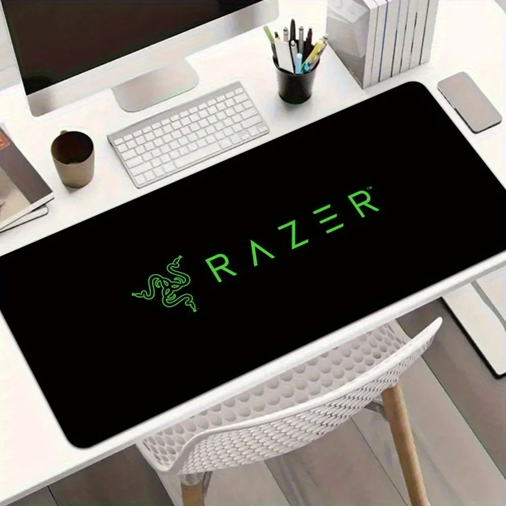 CIFBUY Large Mouse Pad Green Snake Logo Black Background Non-Slip Rubber Desk Mat Smooth Precision Washable Gaming Office