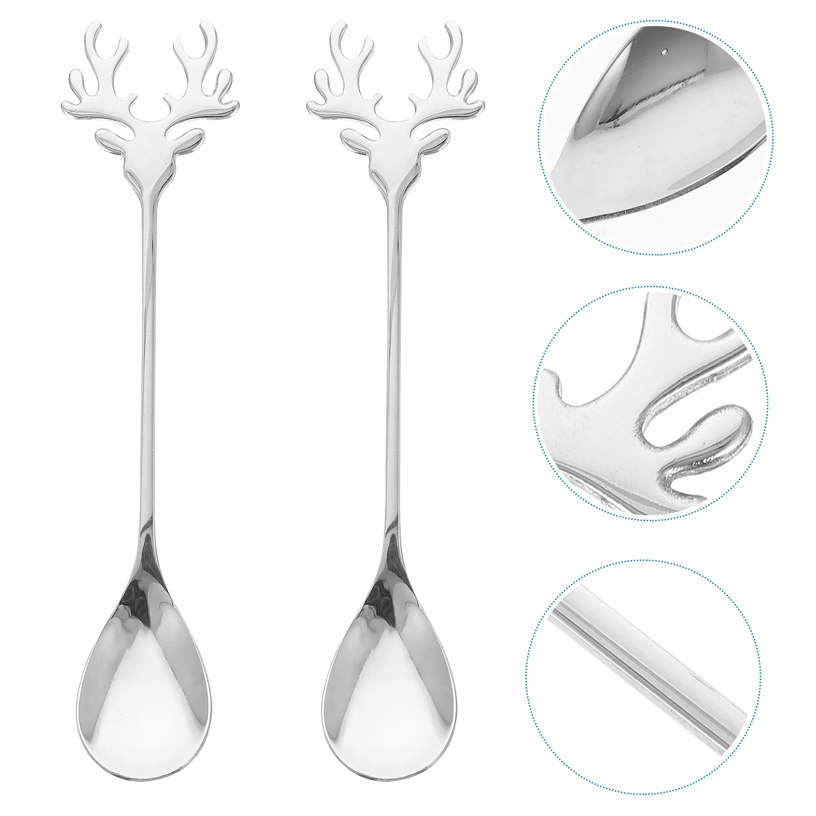 

2 Pcs Christmas Spoon Silverware Stainless Steel Spoons Chocolate Dessert Coffee Xmas Creative