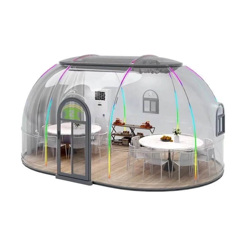 Modern Aluminum Outdoor 360-degree Transparent Starry Sky Tent Winter Heating Sunroom Popular Restaurant Stall Spherical Bubble