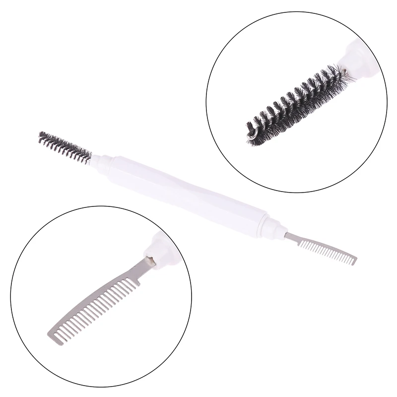 Peine de doble cabeza para cejas y pestañas, cepillo en espiral, peine pequeño de acero de dientes finos, herramientas de maquillaje de belleza profesional para ojos