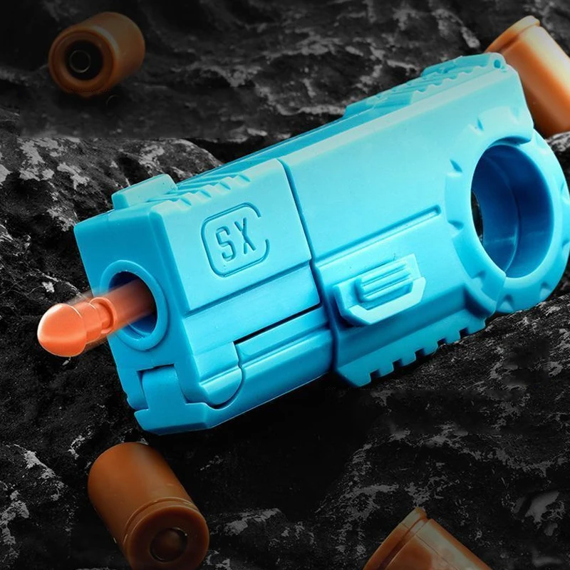 Outdoor Portable EDC Mini Agent AK17 Ring Soft Bullet Gun Model Throwable Shell Launch Creative Gifts Toy Tool