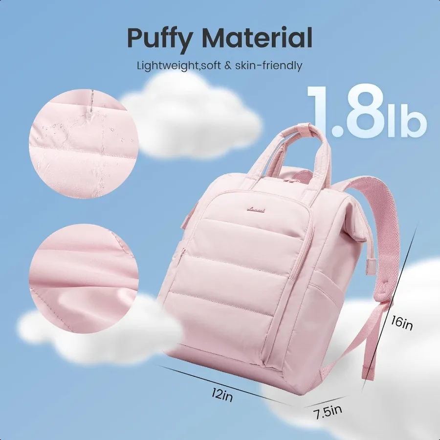 Mochila para laptop feminina de 15.6 polegadas, leve, mochila de viagem acolchoada para laptop, computador, trabalho, professor, enfermeira