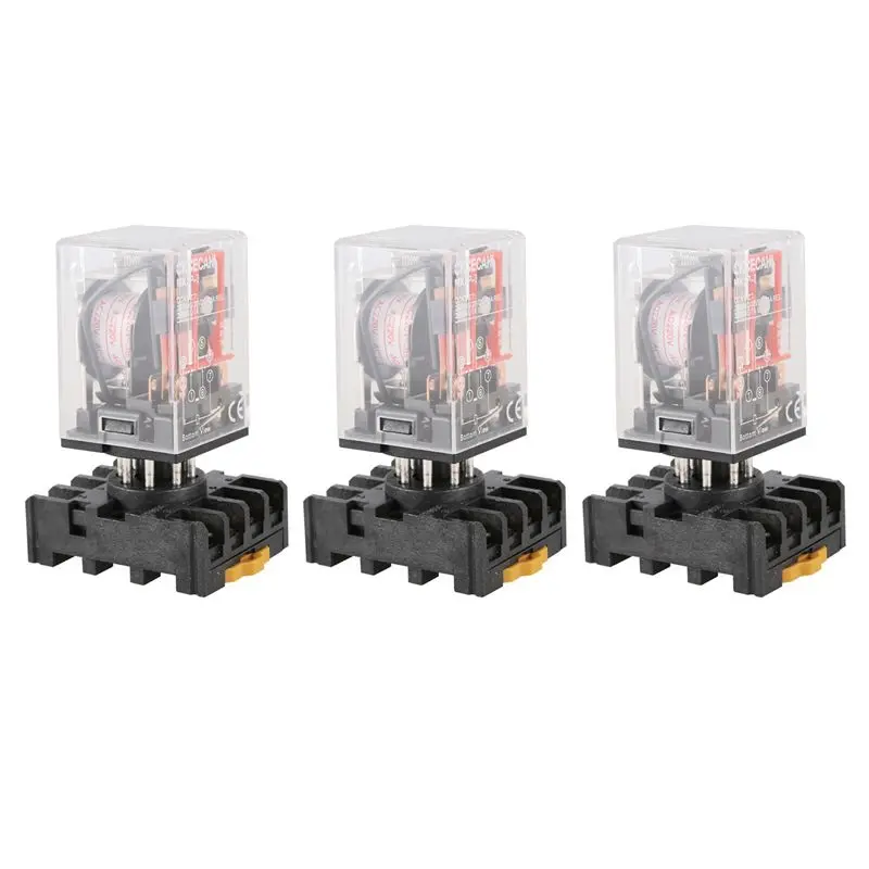 Superior-3X MK2P-I Clear Shell DPDT AC220V Coil Power Relay Socket Base