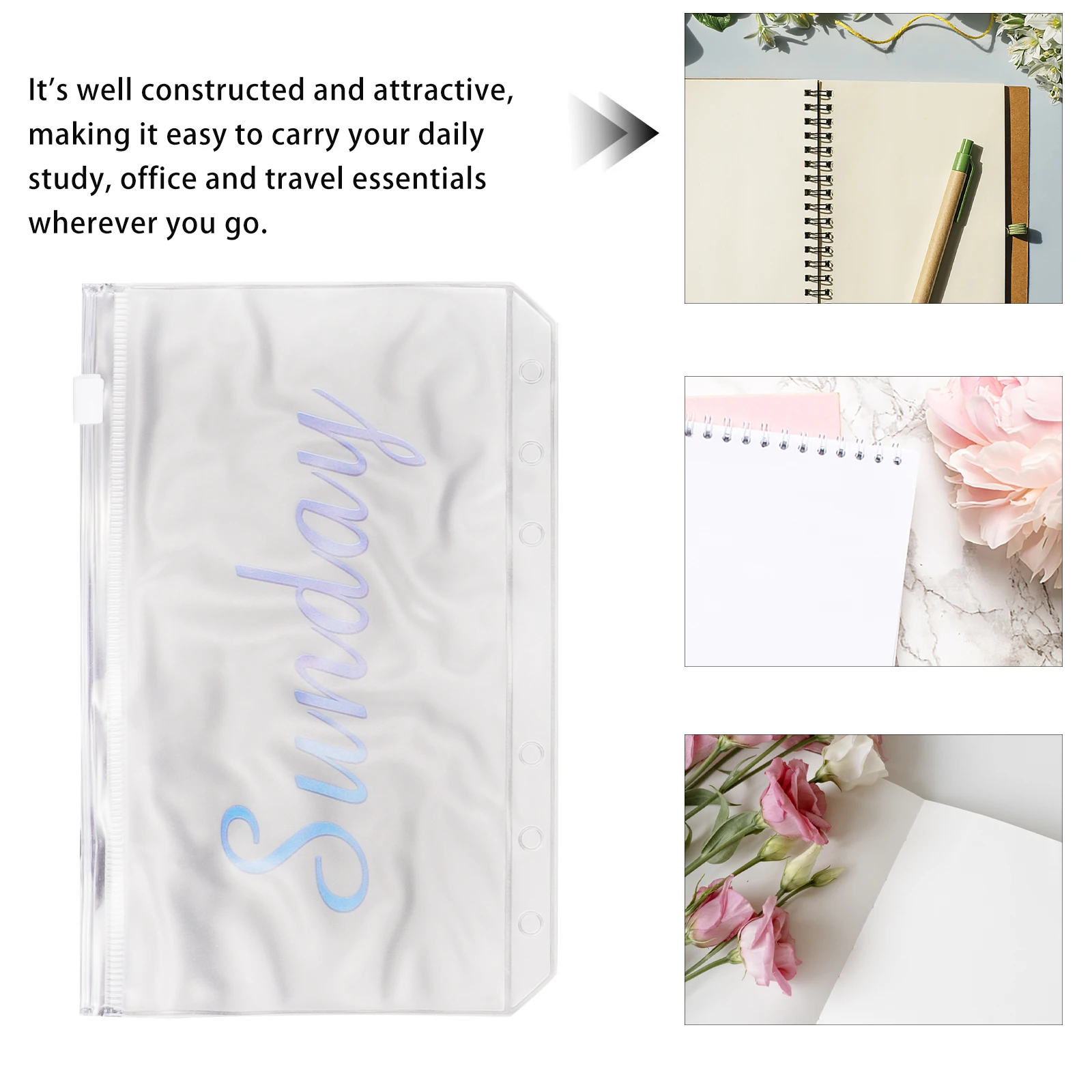 

14 Pcs A6 Zipper Bag Cash Envelopes Binder Pockets Pouch Storage Weekly Pvc Document for Binders