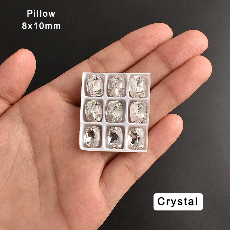 Sharp Bottomed Pillow Shaped Nail Art Rhinestone High-Quality Crystal Glass Oval 3 Manicure DIY Decoration 8*10MM