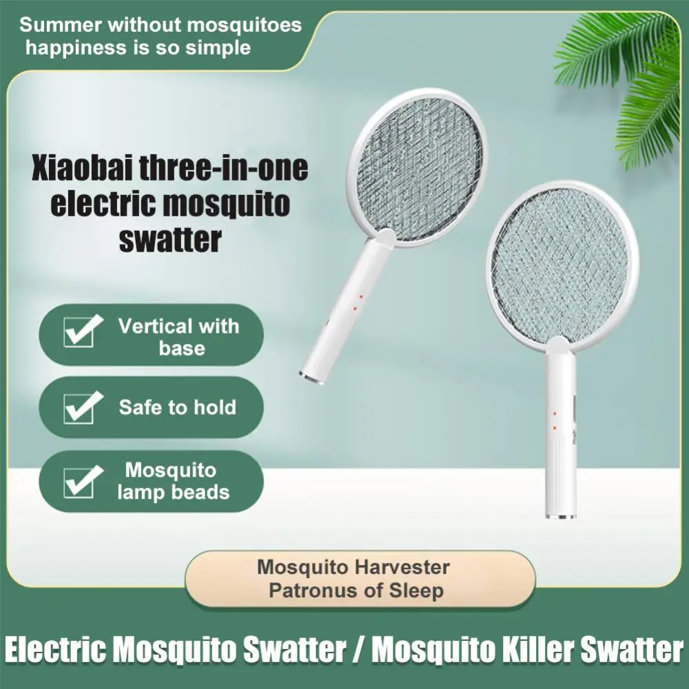 2 In 1 3500V Electric Insect Racket Swatter Zapper USB Rechargeable Summer Mosquito Swatter Kill Fly Bug Zapper Killer Trap