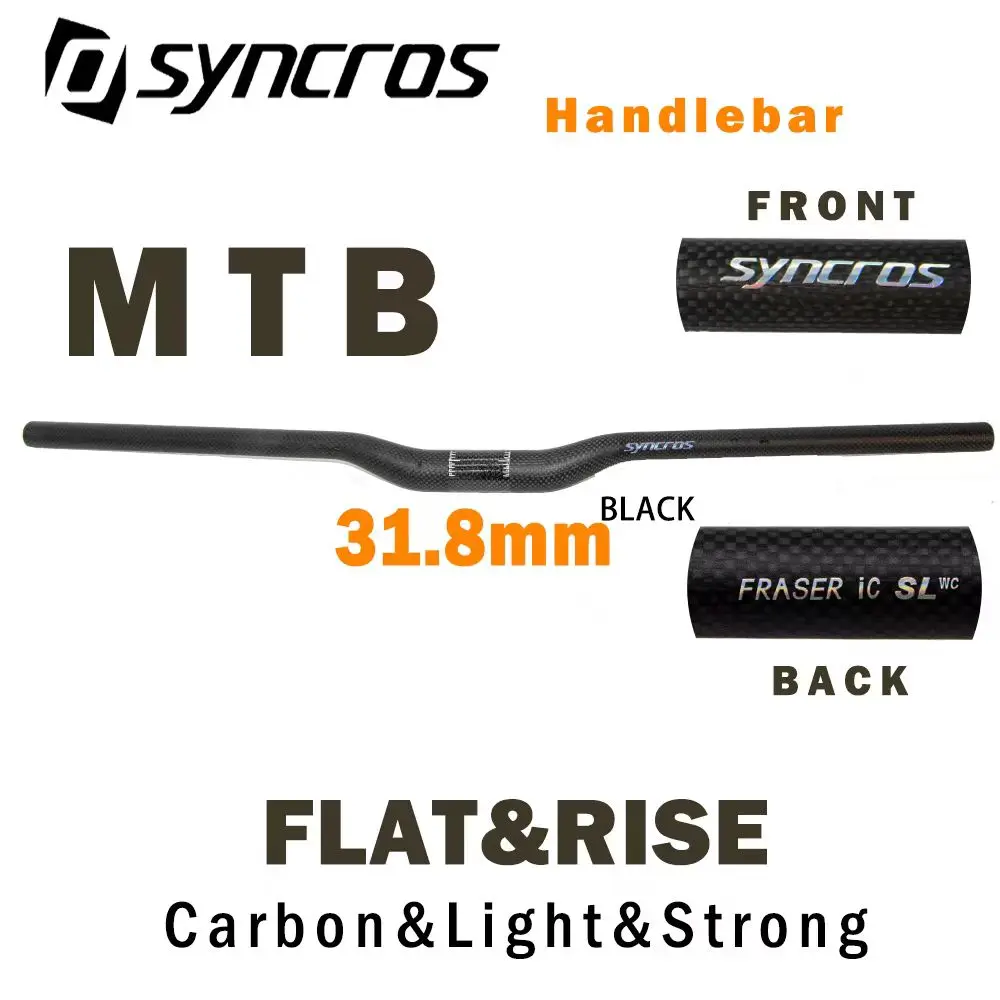 Syncros Mountain HANDELBAR Bike Black Full Carbon MTB Handlebar Bicycle FLAT / RISE Handlebar 31.8MM *660-740mm BIKE FITTINGS