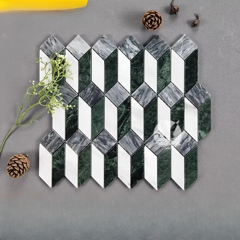 Natural marble mosaic stone parquet background wall non-slip wear-resistant floor tiles kitchen