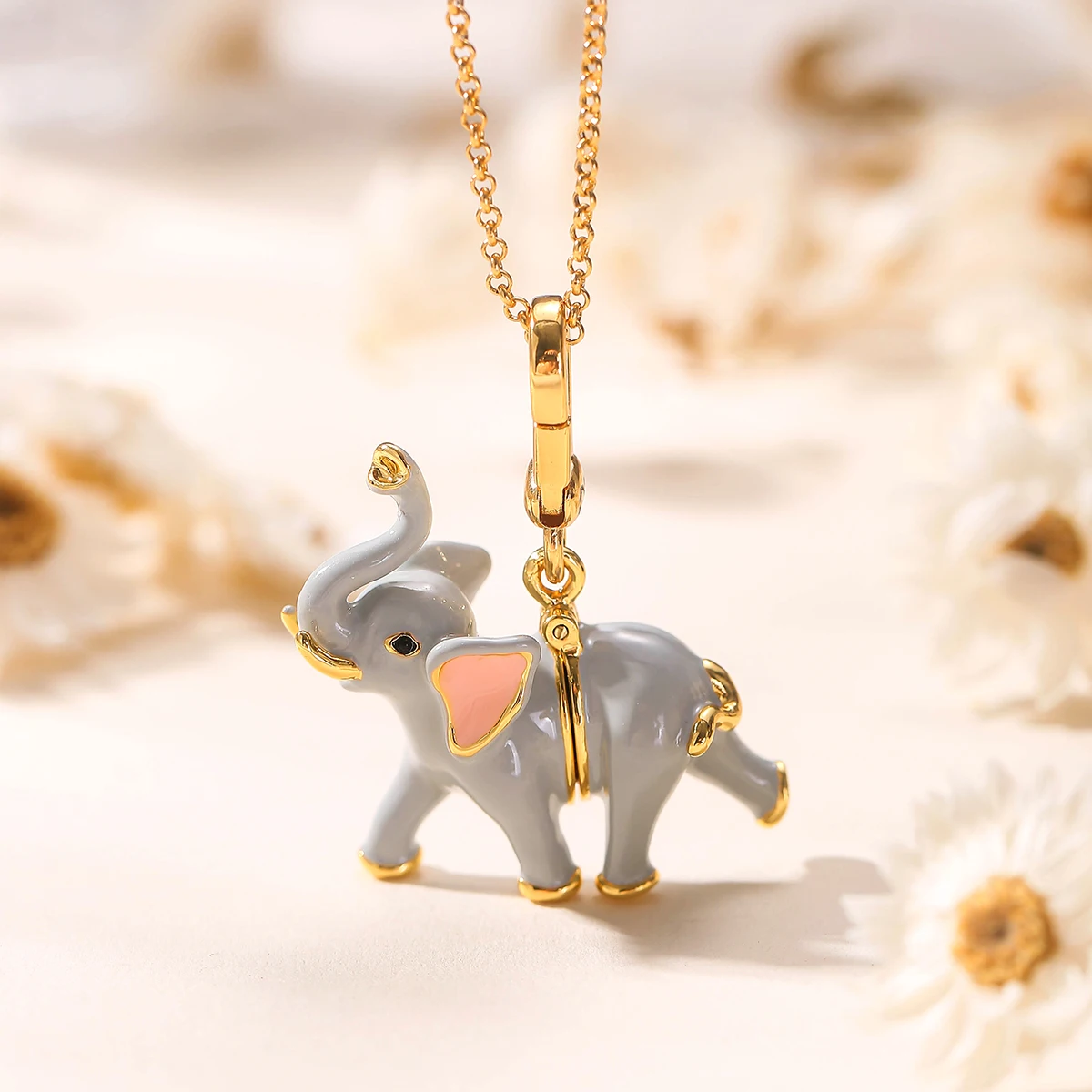 

1Pc Exquisite Lucky Gray Elephant Necklace, Sweater Chain Animal Pendant, Charms Jewelry Elephant Keychain Birthday Decor Gifts
