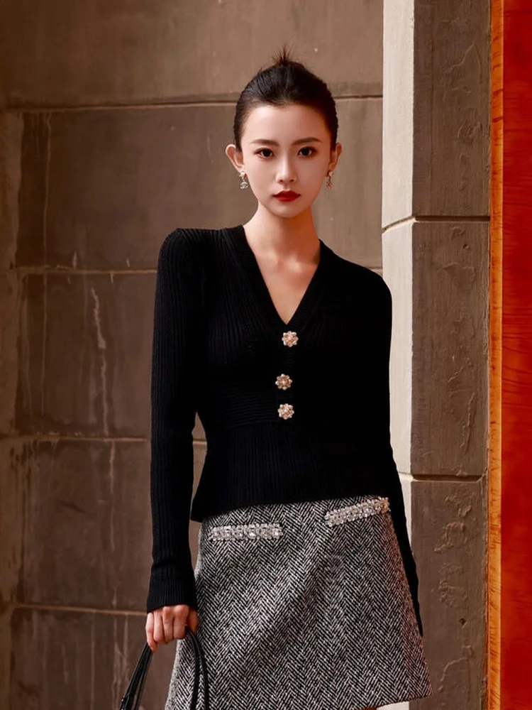 

Сексуальный облегающий вязаный топ с длинным рукавом Pro Version SelfSP Home 2026 Весна-Лето Новинка с высокой талией из шерстяной смеси