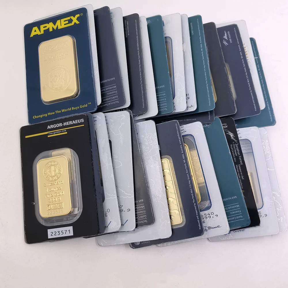 

High Quality Non-magnetic Gold Bar 24k Gold Plated Brass Core Crafts Precious Metal Ornamentn Coin Commemorative Collection Gif