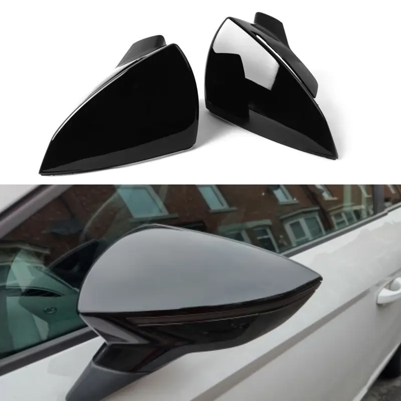 Car Side Rearview Mirror Cover Accessories Black Mirror Cover for 5F MK3 ST Cupra 2013-2020 Ibiza MK5 Arona 2017-2018