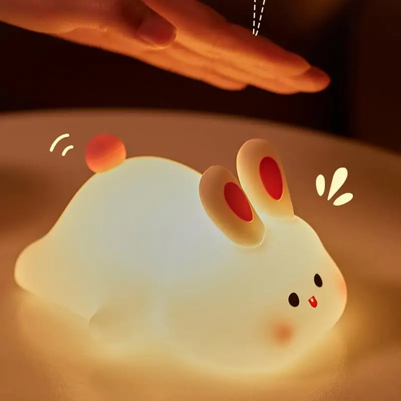 

Cute Rabbit Lamp Night Light For Kids Bedroom Bedside Sensory Light Touch Lamps Led Cute Animal Design 3 Modes For Girls Boys