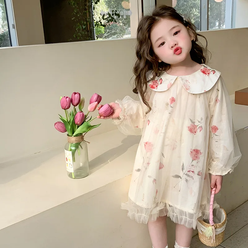 

Girls' Spring and Autumn Dress2026New Style Children's Spring Fashionable Sweet Girl Baby Spring Outfit Mesh Princess Dress