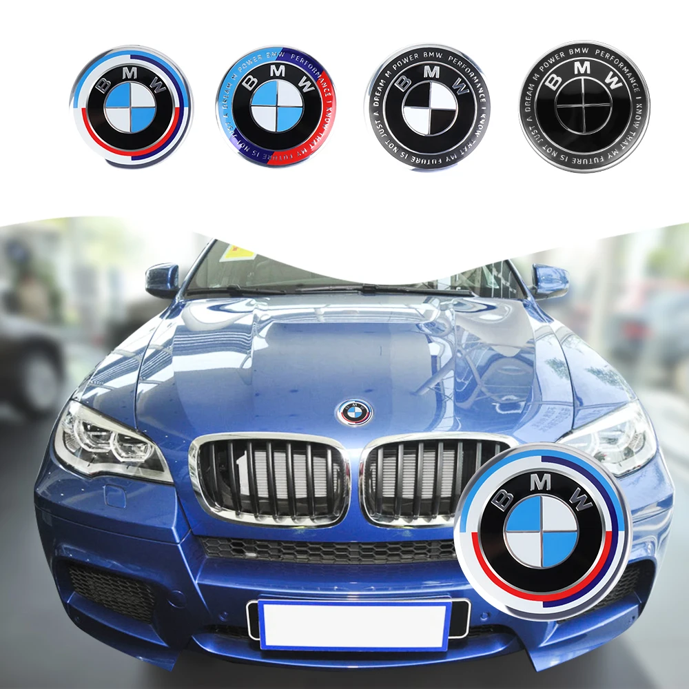 74MM 82MM Car Front Hood Emblem Rear Trunk Replacement Badge Sticker Auto Decoration For BMW 50th Anniversary Logo Accessories