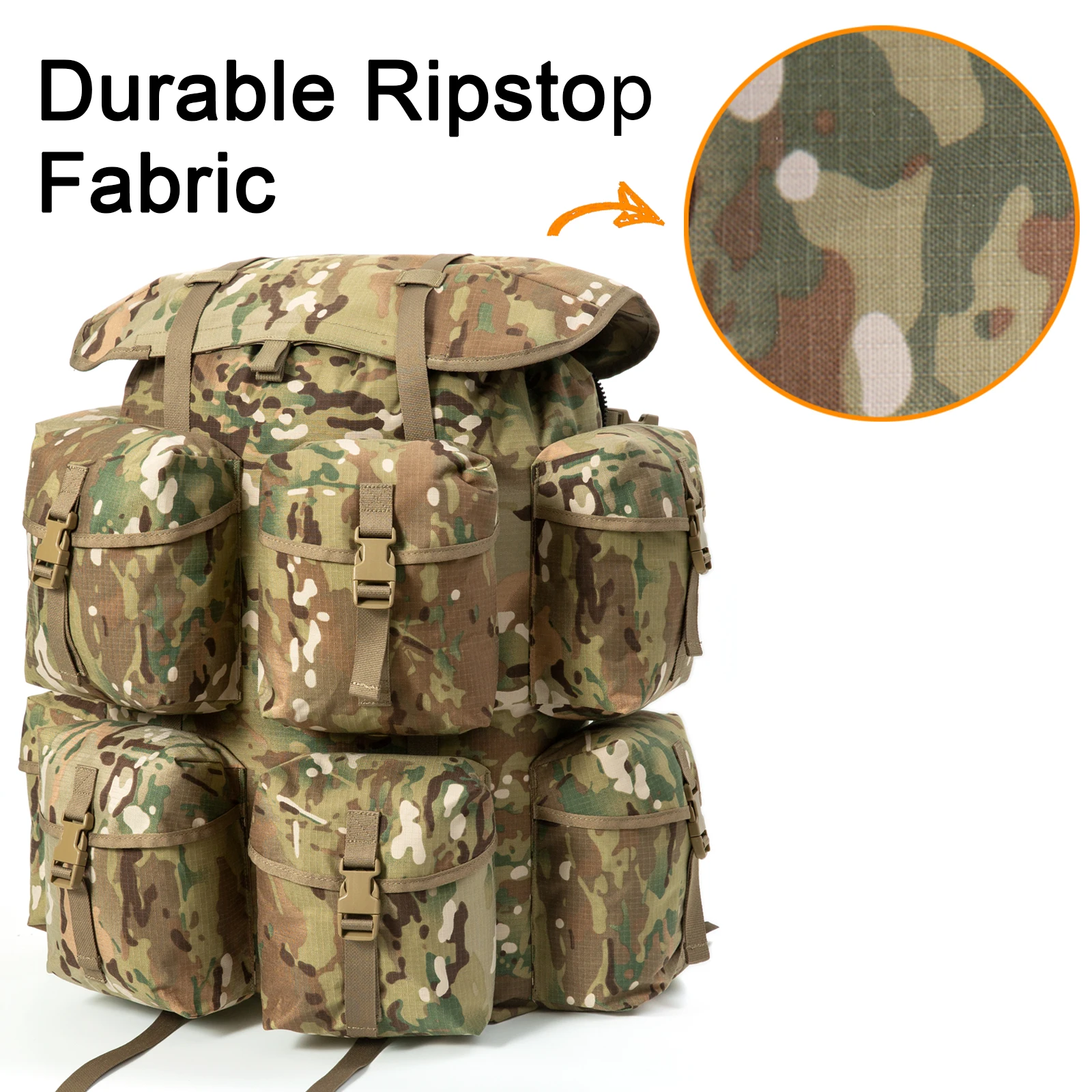 AKmax ALICE Military Army Rucksack with Aluminum External Frame – Extra Large MOLLE Backpack, Ripstop Nylon Hunting Load Pack