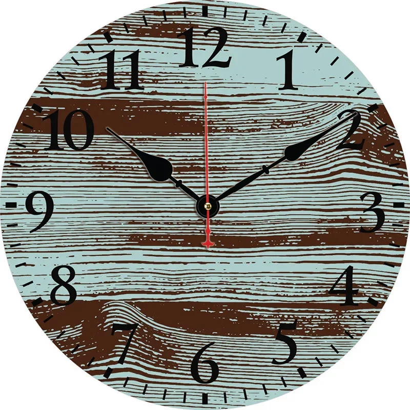 Shabby Wood Panel Texture Wall Clock Round Silent Clocks Wall Carfts Art Decor For Home Bedroom Living Room Office Decoration