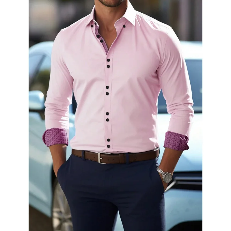 

Four-Sided Stretch Men's Business Shirt Elastic Non-Shrinkage Other Material100% Spring 2026 Collection Other Style Color Block