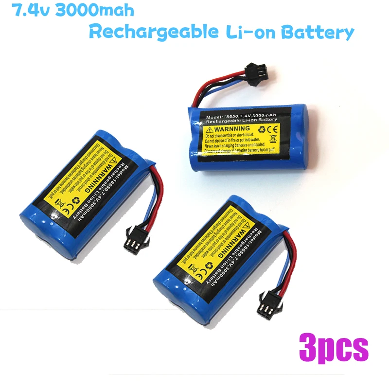 Batterie Lipo MN82 MN99S 2S RC 7.4V 3000mah, pièces RC pour télécommande, voiture jouet, robot avec batterie de grande capacité, chargeur USB