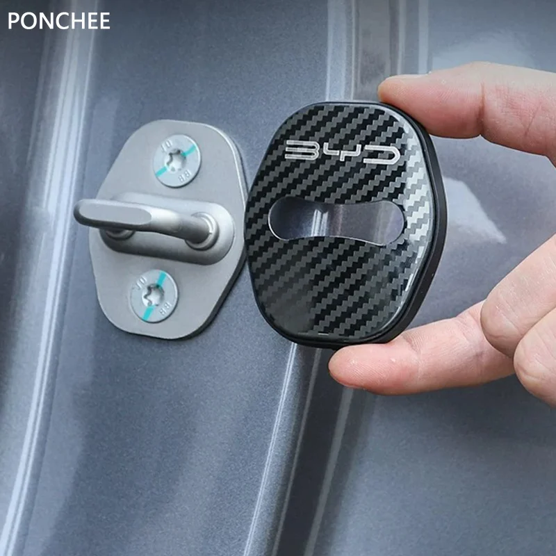 For BYD Yuan UP EV Yuan Pro 2025 Stainless Steel Door Lock Cover Door Lock Catch Protection Sticker Automobile Supplies