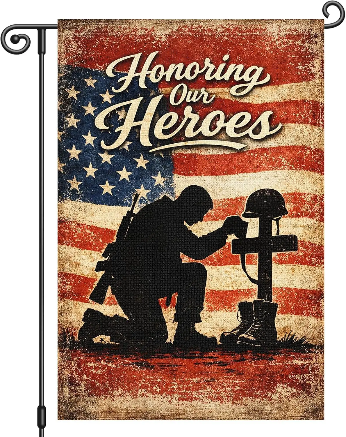 Heyfibro Memorial Day Honoring Our Heroes Garden Flag 12x18 Inch Double Sided Patriotic 4th of July Military Soldiers House  uui