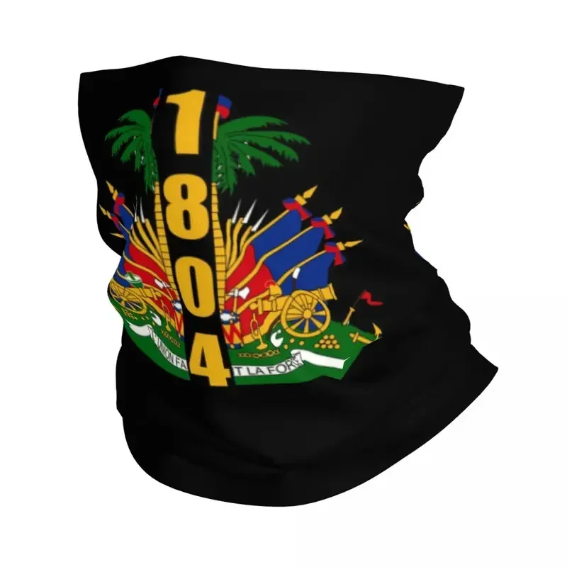 Haitian Independence 1804 Bandana Winter Neck Warmer Women Windproof Wrap Face Scarf for Ski Haiti Coat of Arms Gaiter Headband