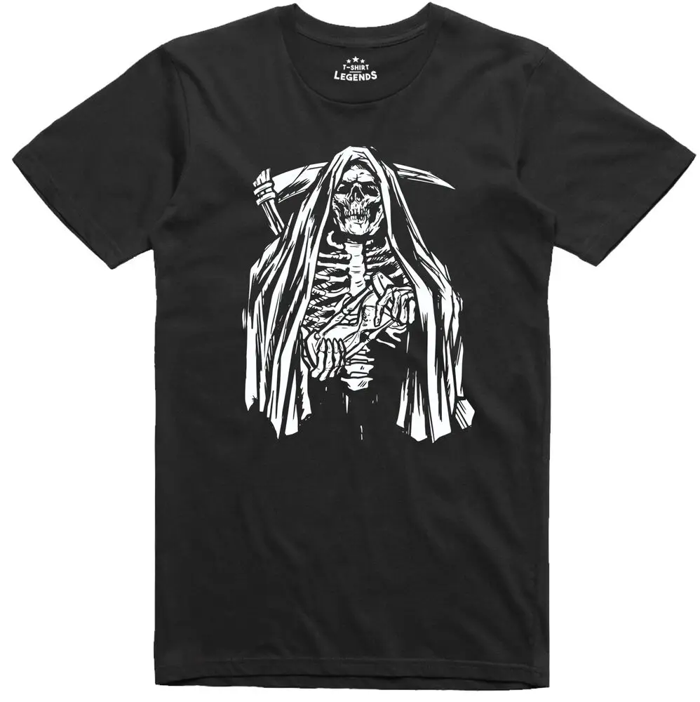 Grim Reaper Skeleton T Shirt Fantasy Horror Gothic T-Shirt Tees High Quality 100%Cotton Short Sleeve