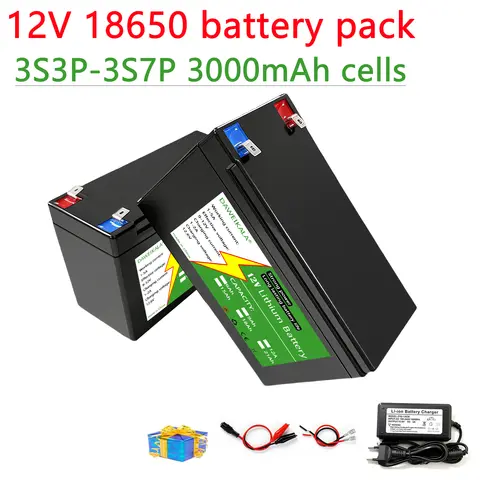 12V 12Ah 15Ah 18Ah 21Ah 18650 lithium battery pack 3S3P 3S7P With BMS For Fishing Boat UPS Toy car Audio Lamp 12.6V Charger