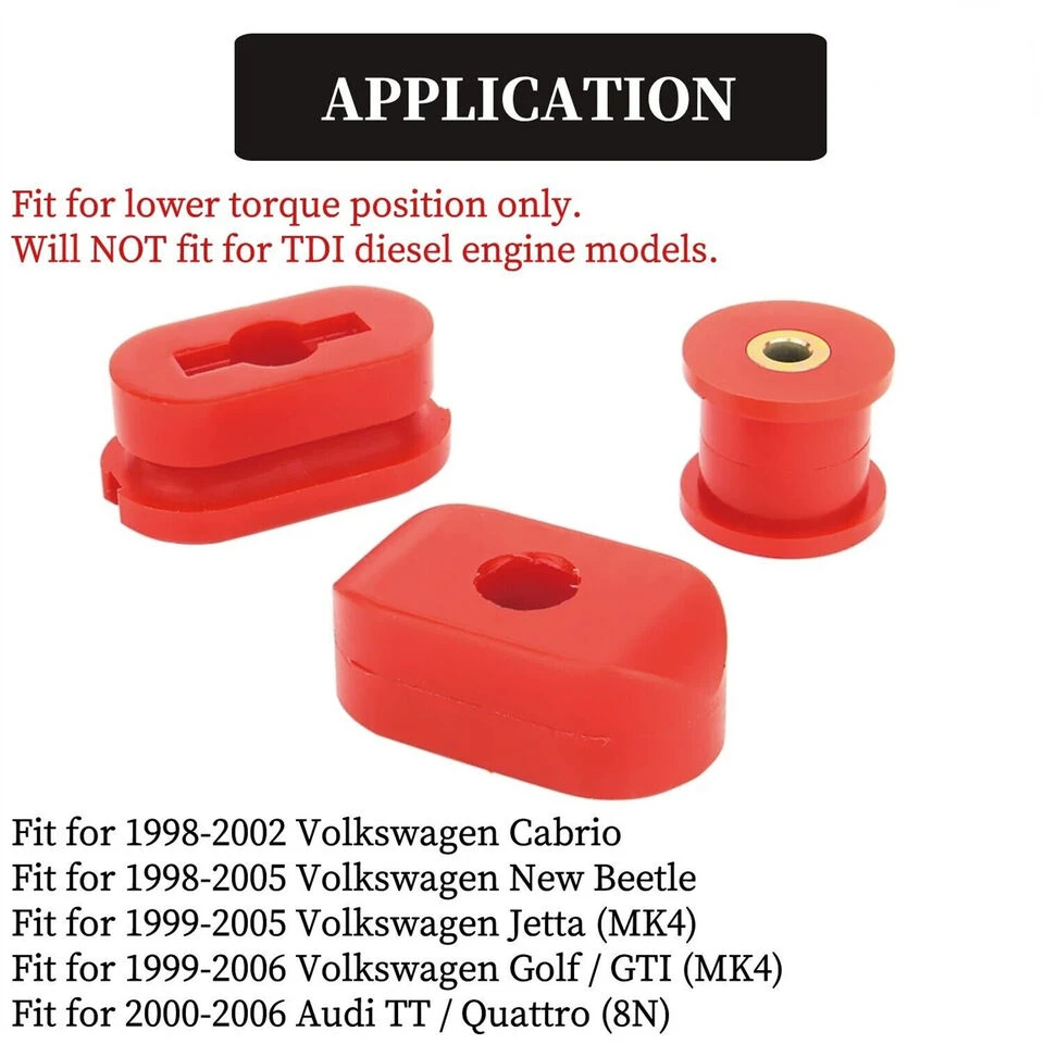 1 Set Lower Dogbone Engine Mount Bushings Lower Dogbone Insert MK4 R32 For 99-06 Audi TT Jetta VW Golf GTI