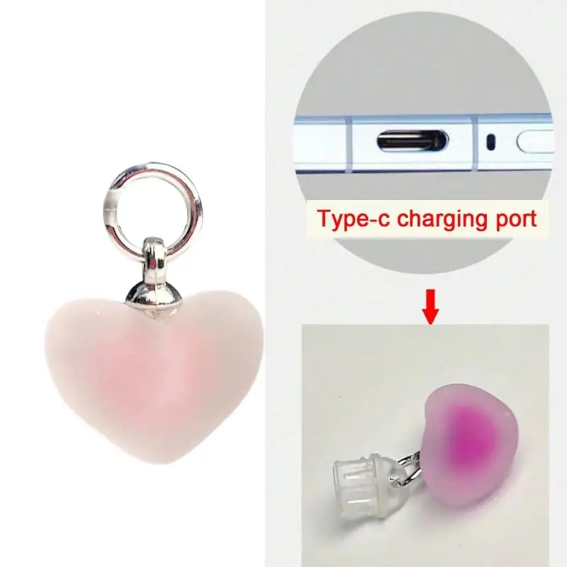 

Candy Color Love Heart Shaped Phone Dust Plug Phone For Type-C Phone Accessories Heart Shaped Phone Dust Plug Pendant
