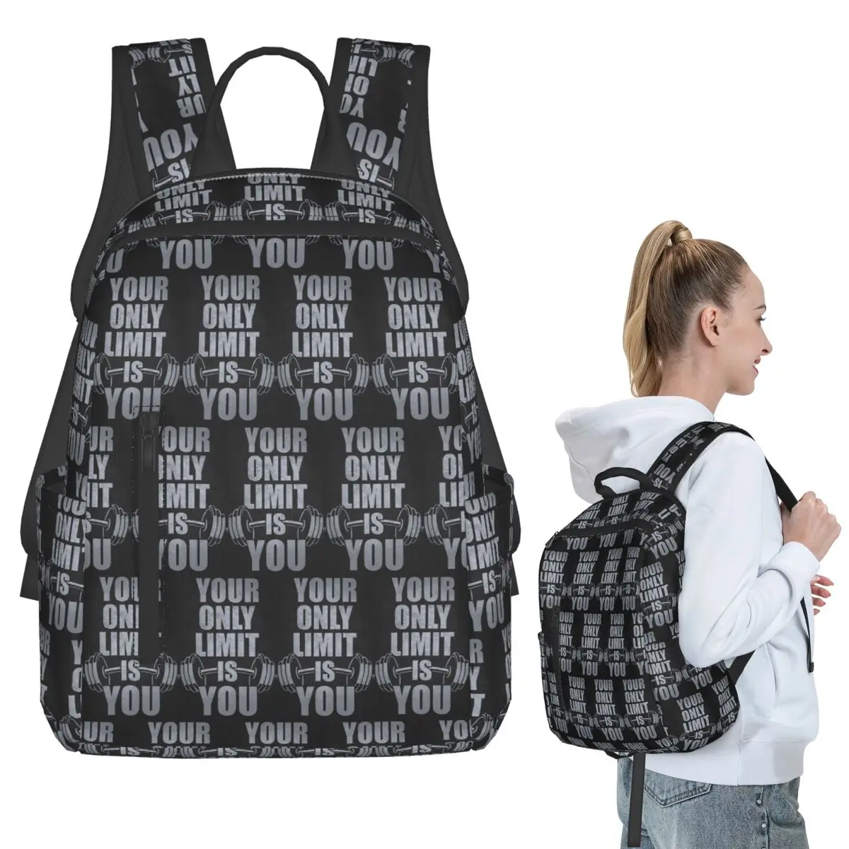 

Gym Sport Bodybuilding Workout Motivational Quote Backpack Student BookBag Kids School Bag Laptop Shoulder Bags Men Women