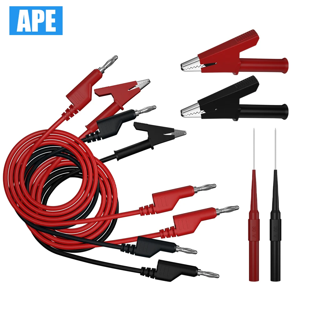 Multimeter Test Wire Kit 8 Pieces Cable Set Probe Tips Crocodile clips Available for General Purpose, Quick overhaul, etc.