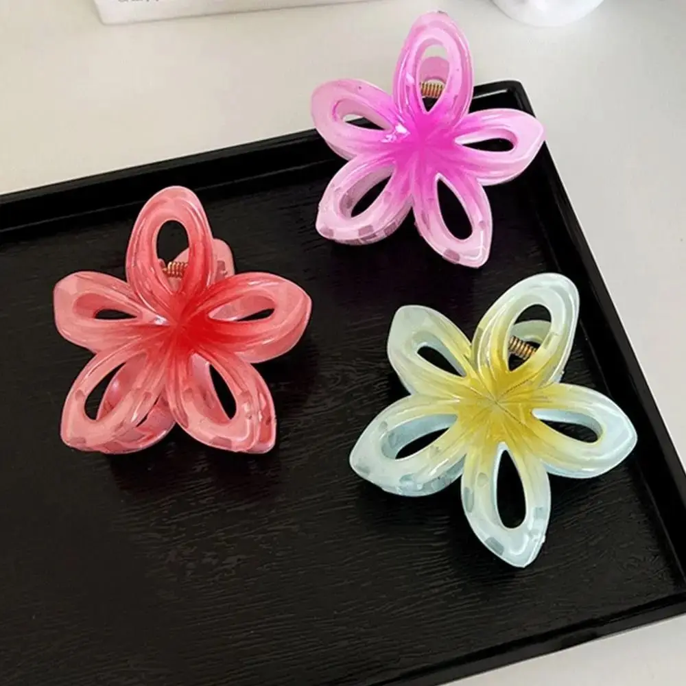 Shark Clip Hair Claw Hair Accessories plastic Bohemian Styling Barrettes Plumeria Flower Shape Hair Clip Women