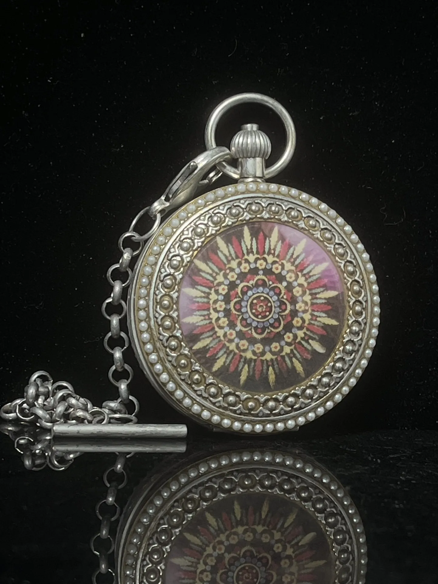 

Φ55mm 19 Century Copper Mechanical Pocket Watch Sun Moon Stars Double Opening Collectible Decoration