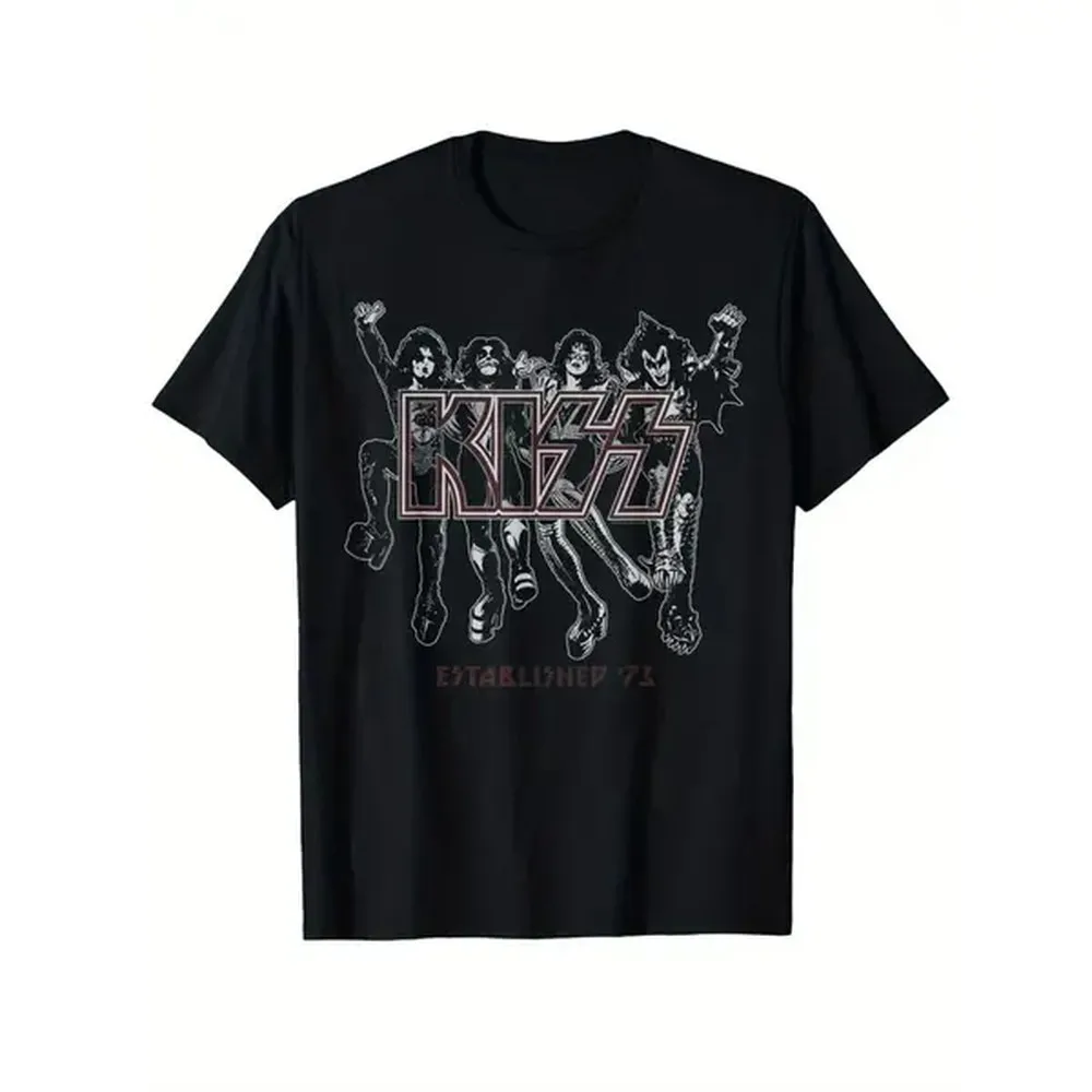 100% Cotton Golf Gift T-Shirt For Men and Women Vintage KISS 1973 Tour Graphic Tee Official Band Merchandise For Rock Fans Soft Retro Shirt With Bold Logo Perfect For Concerts And Casual Wear