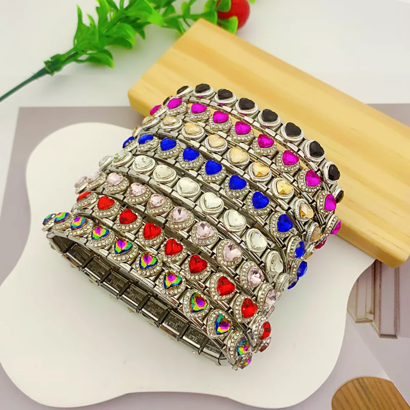 Neue Mode Bunte Liebe Edelstein Stil Italienischen Charme Fit 9mm Link Edelstahl Armband Modul DIY Frauen Männer Schmuck Machen