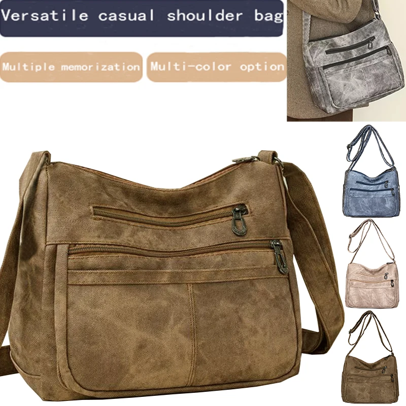 

Многоцветная винтажная текстурированная сумка через плечо, универсальная повседневная сумка, с несколькими отделениями, повседневная прогулка, стильная и практичная