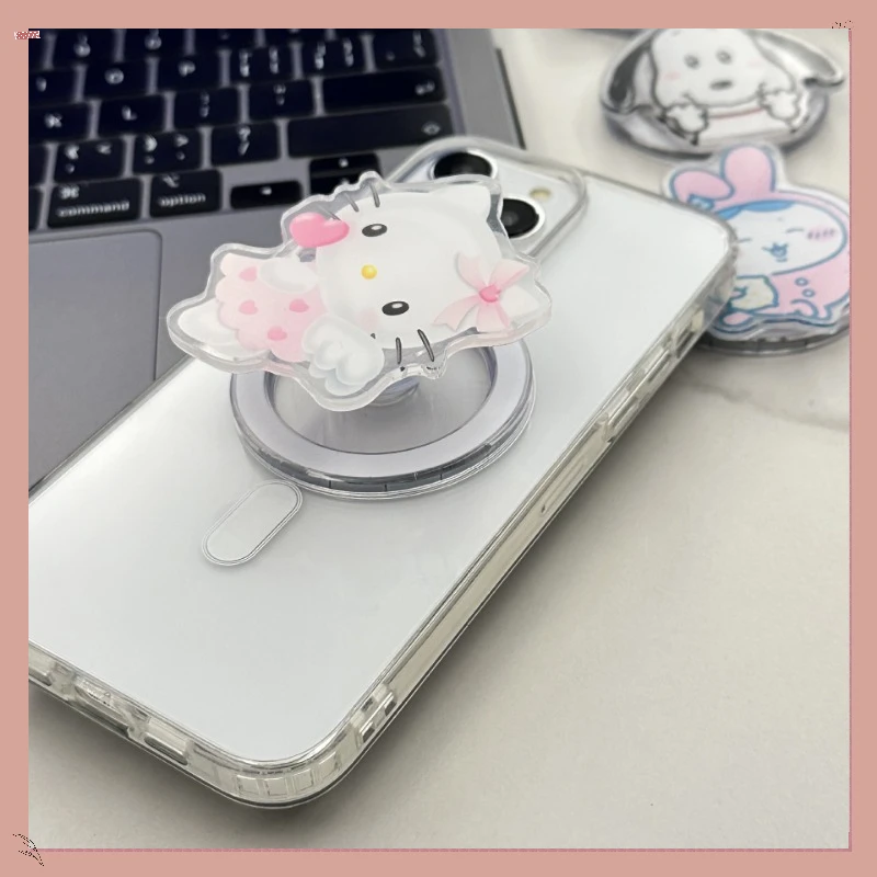 

Cartoon Angel Kuromikiti Cat Melody Pudding Dog Magnetic Bracket Creative Phone Case Lazy Man Bracket Cat Dog Trendy Unisex Gift