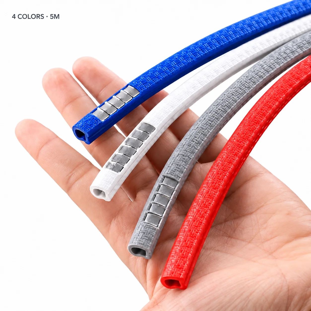 5M Color Car Door Edge Trim Steel Insert Decorative Scratch Guard Flexible Press-On Protector