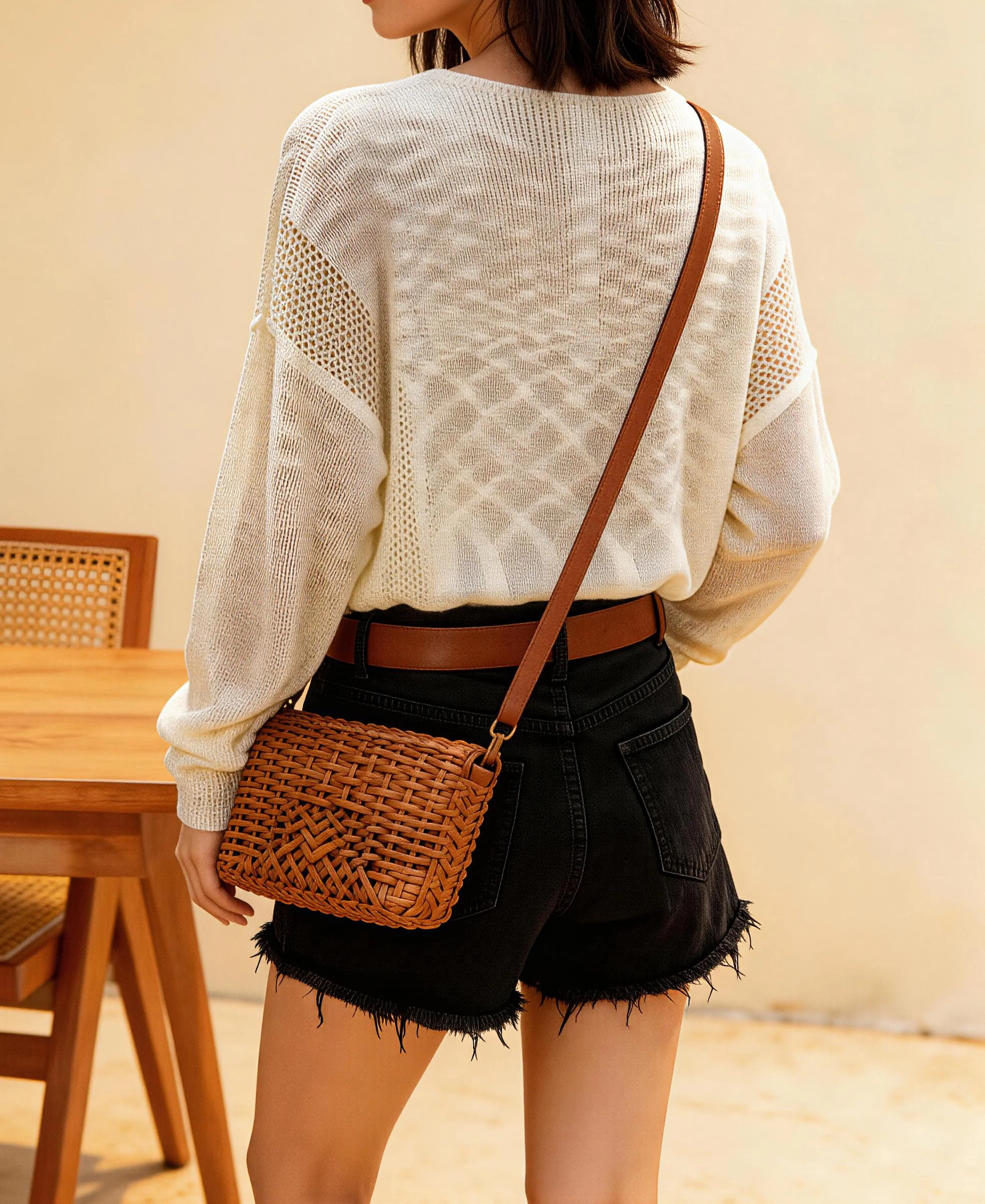 Women's Holiday Crew Neck Pullover Knit Long Sleeve Cover Up, Perfect Choice for Summer Outings